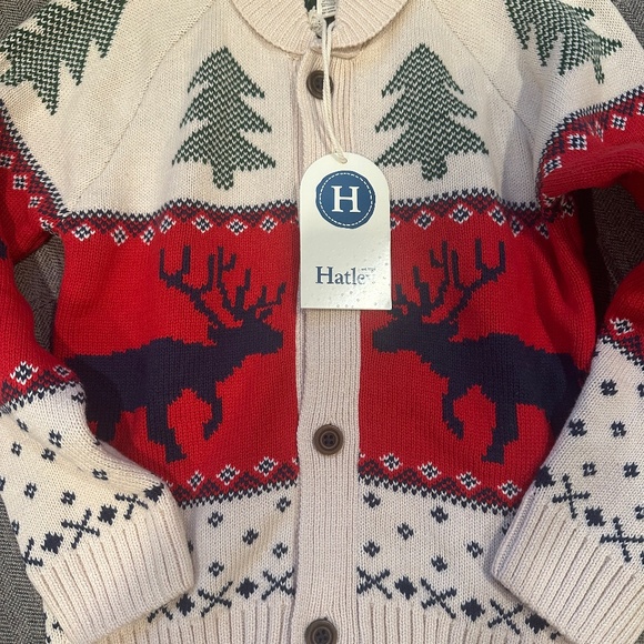 Kids size 8 Hatley elk holiday Christmas cardigan - Picture 1 of 4
